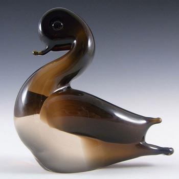 (image for) V. Nason & Co Murano Amber Glass Duck Sculpture - Label