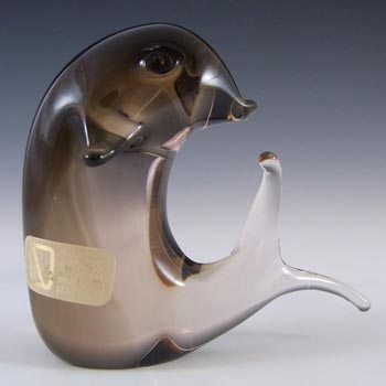 (image for) V. Nason & Co Murano Amber Glass Dolphin Sculpture - Label