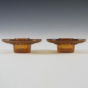 (image for) Cascade / Wood Bros Amber Glass 'Kastehelmi' Candle Holders