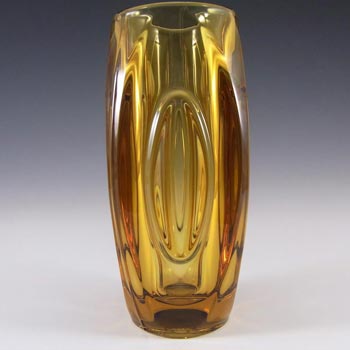 (image for) Rosice Sklo Union 8" Amber Glass Lens Vase Rudolf Schrötter