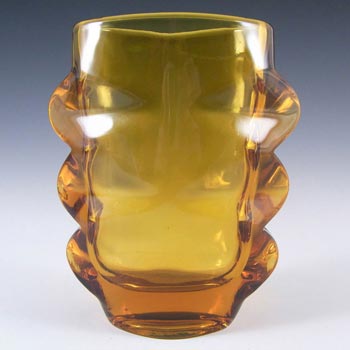 Sklo Union 1970s Rosice Amber Glass Vase - Pattern 1272