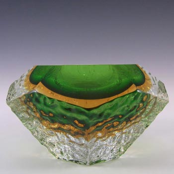(image for) Mandruzzato Murano / Sommerso Textured Green Glass Bowl