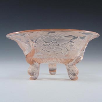 (image for) Sowerby #1544 Art Deco 1930's Pink Glass 'Dolphin' Bowl
