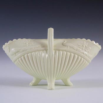 Sowerby #1350 Victorian Queen's Ivory Milk Glass Basket - Marked