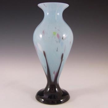 (image for) Czech 1930's Blue + Black Spatter/Splatter Glass Vase