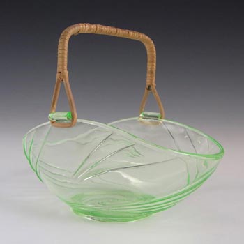 (image for) Walther Art Deco Uranium Green Glass Viktoria Basket/Bowl
