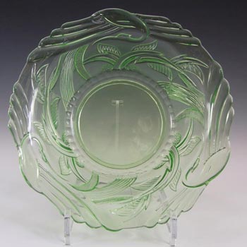 (image for) Art Deco 1930's Uranium Green Glass 'Heron' Bowl