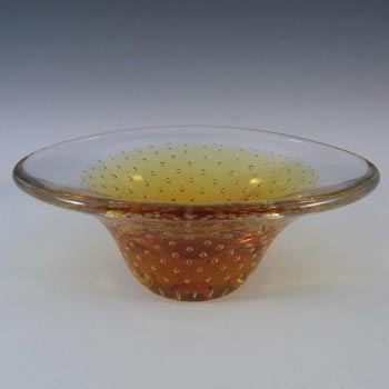 (image for) Thomas Webb Amber Glass 'Flair' Bubble Bowl - Marked