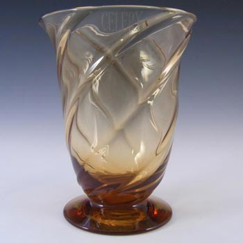 (image for) Thomas Webb Stourbridge Amber Glass Vase - Marked
