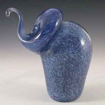 Wedgwood Speckled Blue + White Glass Elephant Paperweight