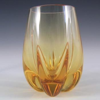 (image for) Whitefriars #9392 Golden Amber Glass Lobed Vase