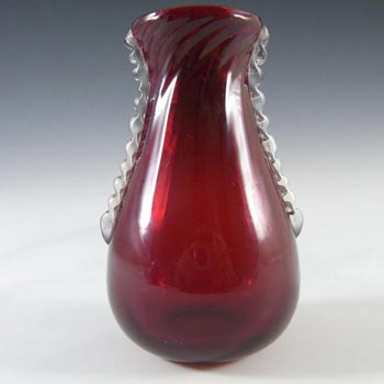 (image for) Whitefriars #9420 1950's Ruby Red Glass 4.25" Flanged Vase