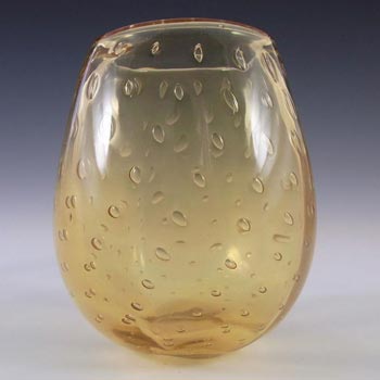 (image for) Whitefriars #9291 Golden Amber Glass Lobed Bubble Vase