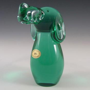 (image for) Zelezny Brod Sklo Czech Green Glass Dog - Labelled