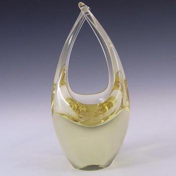 (image for) Zelezny Brod Czech Citrine Glass Basket Sculpture