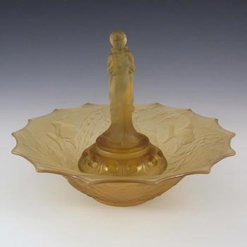 (image for) Walther Art Deco Amber Glass Lilli/Undine Centerpiece Set
