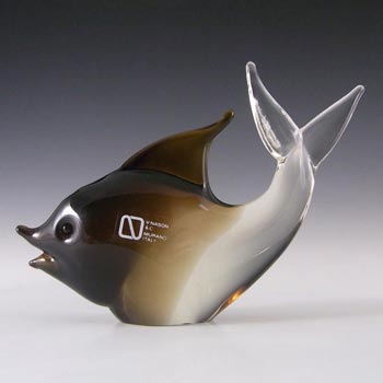 (image for) V. Nason & Co Murano Amber Glass Fish Sculpture - Label