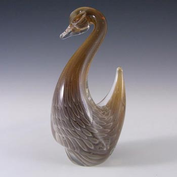 (image for) FM Konstglas/Ronneby Brown Fumato Glass Swan/Bird - Label