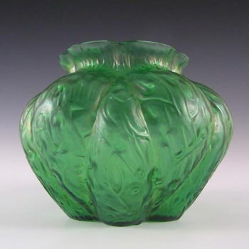 (image for) Art Nouveau 1900's Iridescent Green Glass Antique Vase