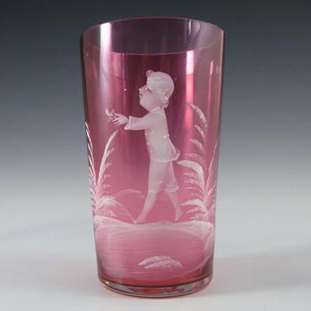(image for) Mary Gregory Bohemian Hand Enamelled Pink Glass Tumbler