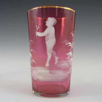 (image for) Mary Gregory Bohemian Hand Enamelled Pink Glass Tumbler