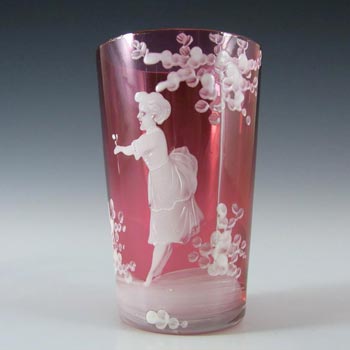 (image for) Mary Gregory Bohemian Hand Enamelled Glass Vase/Tumbler