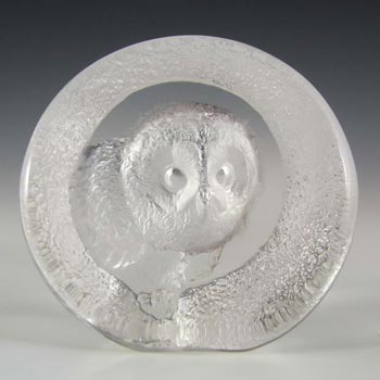 Mats Jonasson #9207 Glass Owl Paperweight - Signed