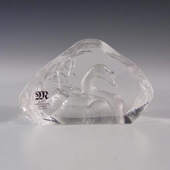 (image for) Mats Jonasson #88123 Glass Swan Paperweight - Signed