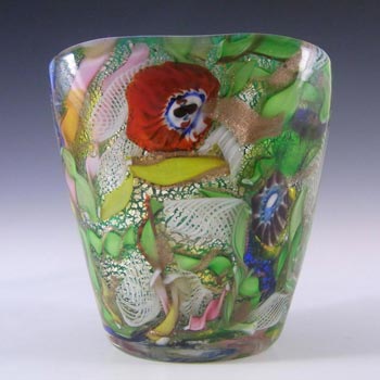 (image for) AVEM Murano Zanfirico Bizantino / Tutti Frutti Green Glass Vase