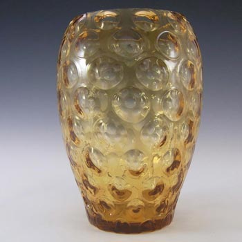 (image for) Borske Sklo 1950's Amber Glass Optical 'Olives' Vase