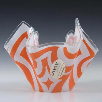 (image for) Chance Brothers Orange Glass 'Psychedelic' Handkerchief Vase