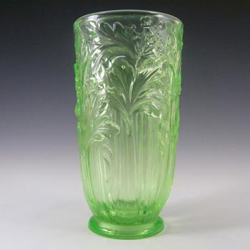 (image for) Jobling #11800 Uranium Green Art Deco Glass Celery Vase