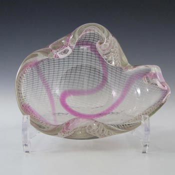 (image for) Harrachov Czech Pink Lattice Glass 'Harrtil' Bowl