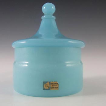 Lindshammar Swedish Blue Glass Bowl by Gunnar Ander - Label