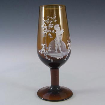 (image for) Mary Gregory Bohemian Hand Enamelled Amber Glass Goblet