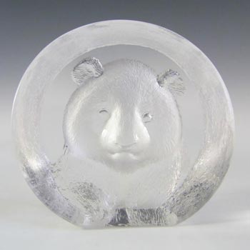 (image for) SIGNED Mats Jonasson Vintage Glass Bear Paperweight - Label