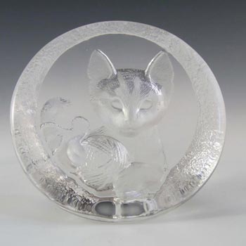 (image for) Mats Jonasson #3333 Glass Kitten/Cat Paperweight - Signed