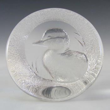 Mats Jonasson Swedish Glass Duck Paperweight - Marked