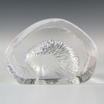 Mats Jonasson Glass Hedgehog Paperweight - Signed + Label