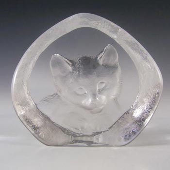 (image for) Mats Jonasson #3929 Glass Cat/Kitten Paperweight - Signed