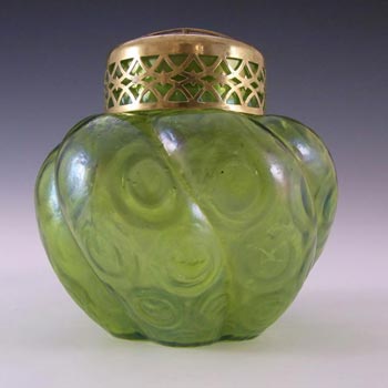 (image for) Art Nouveau 1900's Iridescent Green Glass Vase