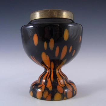 (image for) Czech 1930's Black & Orange Spatter/Splatter Glass Vase