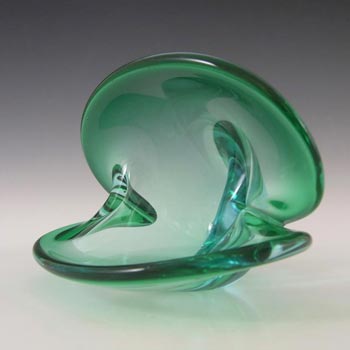Seguso Dalla Venezia Murano Green Blue Glass Clam Bowl/Vase