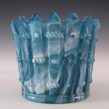 Victorian 1890's Turquoise Malachite/Slag Glass Bowl