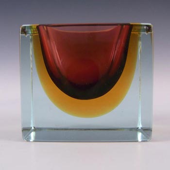 (image for) Murano Faceted Amber & Blue Sommerso Glass Block Bowl