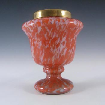 (image for) Czech 1930's Red & White Spatter/Splatter Glass Vase
