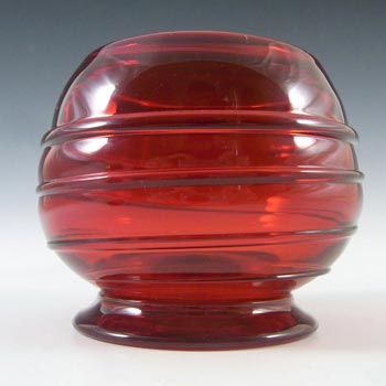 (image for) Whitefriars #9366 Ruby Red Glass Ribbon Trail Bowl