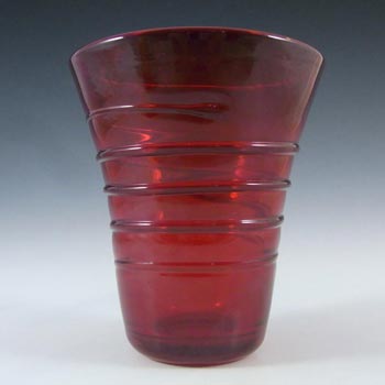 (image for) Whitefriars #8886 Powell Ruby Red Glass Ribbon Trail Vase