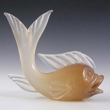 (image for) Archimede Seguso Alabastro Glass Fish Sculpture - Label