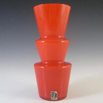 Lindshammar / Alsterbro / JC Swedish Red Hooped Glass Vase